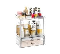 Wintem - Organizer Trucchi Trasparente con 4 Ripiani e 2 Cassetti, Porta Trucchi Salvaspazio per Make Up, Utilizzo su Toeletta o Bagno, Design Verticale Compatto e Capiente