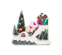 Wintem - Paesaggio di Natale Glimmerpine Animato con Pista da Sci in Movimento, Luci LED Calde e Musica Natalizia, Decorazione Dipinta a Mano per Casa o Regalo Festivo Unico