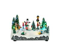 Wintem - Paesaggio di Natale Silentpark Animato con Pattinatori in Movimento, Luci LED Calde e Musica Natalizia, Decorazione Dipinta a Mano per Casa, Tavolo o Regalo Festivo Unico