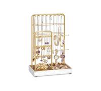 Wintem - Porta Gioielli in Metallo con Vassoio in Velluto Morbido per Donna, Ideale come Porta Collane e Orecchini, Design Moderno e Funzionale per Camera e Toeletta