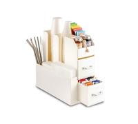 Wintem - Portacapsule 9 Scomparti e 2 Cassetti - Fino a 60 Capsule e 20 Cialde - Porta cialde caffe - Salvaspazio, Multiuso, Pratico - 13,9x31x28,7cm - Ideale per Cucina, Ufficio o Soggiorno - Bianco