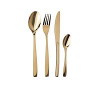 Wintem - Posate in Set 16 Acciaio Inox Dorate per 4 Persone, Design Moderno ed Elegante, Lavabili in Lavastoviglie, Ideali per Tavole Raffinate e Uso Quotidiano