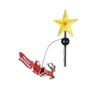 Wintem Puntale per Albero di Natale Giallo e Rosso con Stella e Slitta Rotante - Ideale per Decorare il Tuo Albero di Natale in Modo Divertente e Pratico - Illuminazione Led Intern - 51x29x8cm