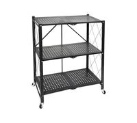 Wintem - Scaffale Richiudibile 3 Ripiani in Metallo Verniciato Nero, Stile Industriale Moderno, Pieghevole Senza Viti, Ideale per Casa, Ufficio, Cucina e Garage