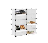Wintem Scaffale Scarpiera 10 Ripiani Modulabili 40x30x17cm Bianco - Struttura Leggera e Resistente - Adatto anche per Libri, Attrezzi, Accessori e Altri Oggetti Quotidiani - Capacità 4,5kg per Ripiano