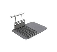 Wintem Scolapiatti Pieghevole con Tappetino Assorbigocce in Microfibra 61x45x27cm Grigio - Salvaspazio e con una Grande Capacità di Asciugatura - Lavabile in Lavastoviglie e Facile da Riporre