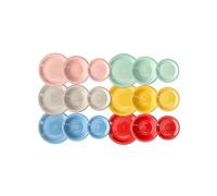 Wintem Servizi di Piatti 18 Pezzi in Porcellana Multicolore - Set Composto da Piatti Piani, Fondi e da Dessert Ideali per Ogni Occasione - Moderni e Resistenti Sono Lavabili in Lavastoviglie