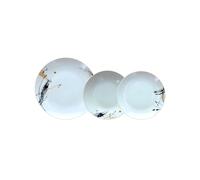 Wintem Servizio 18 Piatti in Porcellana Resistente con Piatti Fondi, Piani e da Dessert e Decoro Grafico Nero - Set Ideale per 6 Persone e per Ogni Occasione - Moderni e Lavabili in Lavastoviglie
