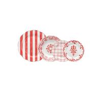 Wintem Servizio Piatti 18 Pezzi in Porcellana Resistente Bianco e Corallo - Set di Piatti per 6 Persone con Piatti Fondi, Piani e da Dessert - Ideali per Ogni Occasione e Lavabili in Lavastoviglie