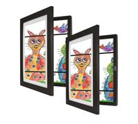 Wintem - Set 2 Cornici A4 Nere con Apertura Frontale e Chiusura Magnetica, Vetro Trasparente e Struttura in MDF, Cambio Rapido da Parete per Foto, Certificati e Documenti, Design Moderno - (Nero)