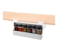 Wintem - Set 2 Mensole Porta Spezie per Cucina Estensibili con 6 Barattoli Vetro con Coperchio Ermetico, Organizer Salvaspazio Regolabile per Pensili e Piani, Facile da Montare e Pulire