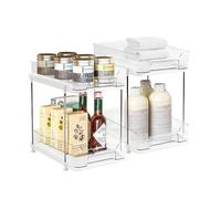 Wintem - Set 2 Organizer Cucina con 2 Ripiani Estraibili, Struttura Impilabile e Facile da Montare, Organizer Cucina Salvaspazio per Bagno, Ripostiglio o Lavanderia, Ideale per Ogni Mobile