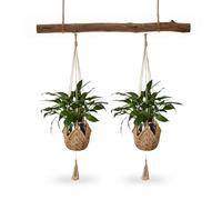 Wintem - Set 2 Portavasi Sospesi in Macramè Intrecciato a Mano per Vaso per Piante da Interno, Decorazione Boho Rustica Facile da Appendere con Ganci Inclusi, Stile Elegante e Salvaspazio