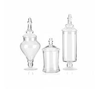 Wintem - Set 3 Contenitori Vetro con Coperchio Ermetico Trasparente per Alimenti, Ideali per Cucina, Dispensa e Buffet, Capacità Variabile Facili da Usare e dal Design Elegante