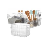 Wintem - Set 4 Contenitori Organizer Trasparenti con Manici Integrati e Design Impilabile per Casa, Cucina e Bagno
