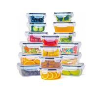 Wintem - Set di 16 Contenitori Ermetici per Alimenti in Plastica Resistente con 5 Formati per Organizer Cucina, Uso in Lavastoviglie e Conservazione Ordinata in Frigorifero