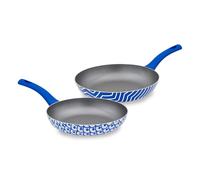 Wintem - Set Padelle Antiaderenti 24-28 cm con Rivestimento a Base d’Acqua per Cottura Sana e Uniforme, Lavabili in Lavastoviglie, Compatibili con Induzione, Manico Ergonomico e Design Mare