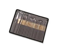 Wintem - Set Pennelli 24 Pezzi in Nylon e Alluminio con Manico in Legno Naturale Ergonomico per Colori Acrilici e Acquerelli, Facili da Pulire e Ideali per Pittura su Tela o Legno