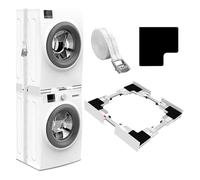 Wintem - Set per Sovrapposizione di Lavatrice ed Asciugatrice 46-66 cm con Cuscinetti in Silicone Anti-Scivolo, Facile Montaggio con Cinghia a Cricchetto, Supporto Salvaspazio Universale Resistente0