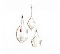 Wintem - Specchi Decorativi in Set 3 con Pendente per Parete in Ferro Oro, Specchio da Parete per Arredamento Casa con Installazione Facile, Forme Assortite e Design Moderno