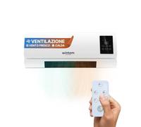 Wintem Stufa e Ventilazione Leggera da Parete fino a 2000W per Aria Calda - Silenzioso con Display LED, Telecomando IR Fissa Compatta Ideale per Piccoli Ambienti