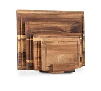 Wintem - Taglieri da Cucina in Acacia in Set da 4 con Base di Supporto Antiumidità, Taglieri in Legno Resistenti e Igienici per Tagliare, Servire e Presentare con Eleganza