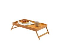 Wintem Tavolino da Letto Pieghevole in Bambù, 50 x 30 x 21 cm | Vassoio richiudibile in bambù per colazione a letto, lettura o lavoro al laptop, a letto o sul divano