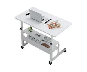 Wintem - Tavolino Regolabile in Altezza 69-85 cm con Ruote e 2 Mensole per Laptop e Studio, Struttura Robusta, Ideale per Casa e Ufficio, Design Moderno e Facilmente Spostabile