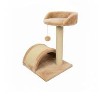 Wintem - Tiragraffi per Gatti 50 Cm con Piattaforma Imbottita e Arco in Sisal Naturale, Albero Compatto Salvaspazio con Pallina Pendente, Ideale per Gioco e Relax del Gatto (Beige)