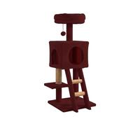 Wintem - Tiragraffi per Gatti 92 cm con Cuccia Chiusa e Piattaforme Multilivello, Colonna in Sisal Naturale e Scala Integrata, Ideale per Gioco Quotidiano e Relax, Struttura Compatta (Bordeaux)