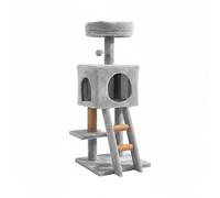 Wintem - Tiragraffi per Gatti 92 cm con Cuccia Chiusa e Piattaforme Multilivello, Colonna in Sisal Naturale e Scala Integrata, Ideale per Gioco Quotidiano e Relax, Struttura Compatta (Grigio)