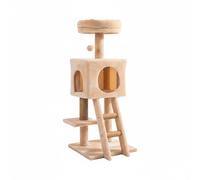 Wintem - Tiragraffi per Gatti 92 cm con Cuccia Chiusa e Piattaforme Multilivello, Colonna in Sisal Naturale e Scala Integrata, Ideale per Gioco Quotidiano e Relax, Struttura Compatta (Beige)