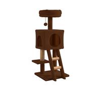 Wintem - Tiragraffi per Gatti 92 cm con Cuccia Chiusa e Piattaforme Multilivello, Colonna in Sisal Naturale e Scala Integrata, Ideale per Gioco Quotidiano e Relax, Struttura Compatta (Marrone)