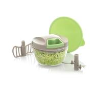 Wintem - Tritatutto Manuale Compatto da 400ml con Lame Curve in Acciaio Inox e Frusta Inclusa, Azionamento a Corda, Ideale per Salse, Verdure, Uova e Preparazioni Veloci Ovunque