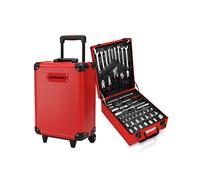 Wintem - Trolley Porta Attrezzi CraftyCart 699 Pezzi con Vassoi Organizzativi e Manico Telescopico, Cassetta Compatta per Uso Professionale e Domestico, Utensili in Acciaio Resistenti (Rosso)