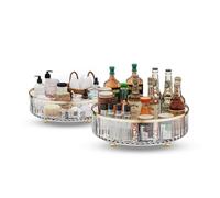 Wintem - Vassoi Portaoggetti Rotante Multiuso in Set da 2 Ø27cm e Ø21cm in Plastica Resistente, Organizer Cucina e Bagno Salvaspazio, Facile da Pulire e Uso Versatile