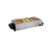 Wintem Vassoio Scaldavivande 2in1 in Acciaio 200W 2L - Include Coperchi e Maniglie Ergonomiche - Termostato Regolabile e 3 Scomparti Separati - Facili da Pulire e Resistenti - Adatto per Lunghi Eventi