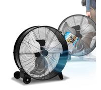 Wintem - Ventilatore Industriale da Terra XXL 60cm 240W con 3 Pale in Metallo, 3 Velocità Regolabili, Inclinazione Orientabile, Struttura Robusta in Metallo con Ruote, Ideale per Officine e Magazzini