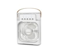 Wintem - Ventilatore Portatile Ricaricabile USB con Nebulizzatore, LED Multicolore, Timer, Aromaterapia e 3 Velocità, Ventilatore da Tavolo Compatto 21x36cm per Casa e Ufficio