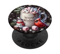 Winter Aesthetic Snowflake Decor For Women With Hot Cocoa PopSockets PopGrip Adesivo