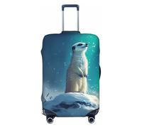 Winter Aurora Meerkat - Copribagagli da viaggio, elastico, per valigie, 45-81 cm, Nero , L