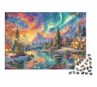 Winter Aurora Scene Set Puzzle Da 1000 Pezzi Per Adulti E Bambini, Aurora Cabin, Gioco Educativo, Sfida, Regalo Divertente, Decorazione Parete, Relax Mentale 52x38cm/1000pcs