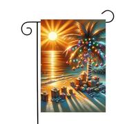 Winter Beach Sunset Tropical Christmas Tree Gifts Plam Tree Flag Resistente Alle Intemperie Bandiera Durevole Bandiere Verticale Per Balcone Cortile Festival 30X45Cm