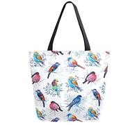 Winter Beautiful Birds Borsa della spesa riutilizzabile per la spesa Borsa in tela Borsa a tracolla grande pieghevole lavabile per donna