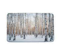 Winter Birch Trees Rustic Snow Birch Trees Scene Christmas Tappeto D'Ingresso Interno Resistente Sporco Tappetino Per Porta Zerbino Tappeto Per Balcone Ufficio Ingresso 40x60Cm