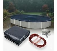 Winter Block Copertura invernale di ottima qualità per piscine ovali fuori terra, 4,5 x 7,3 m, include verricello e cavo, resistenza e durata, protezione UV