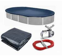 Winter Block WC1218OV - Copertura Invernale per Piscina, con verricello e Cavo, Colore: Blu/Nero
