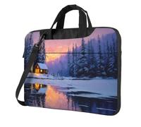 Winter Cabin In The Forest Borsa Per Laptop Laptop Case 15.6 Pollice Borse Per Computer Imbottito Copertura Del Manicotto Per Le Donne Uomini