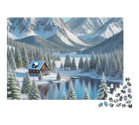 Winter Cabin Mountain Puzzle 1000 Pezzi - Design Rilassante E Dettaglio Artistico, Poster E Box Regalo - 70x50cm/1000pcs