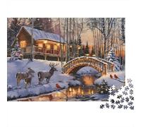 Winter Cabin Scene_1 Puzzle impossibile, sfida per adulti, gioco educativo, 1000 pezzi, opera d'arte da gioco per adulti e bambini di età superiore ai 12 anni, 70 x 50 cm/1000 pezzi